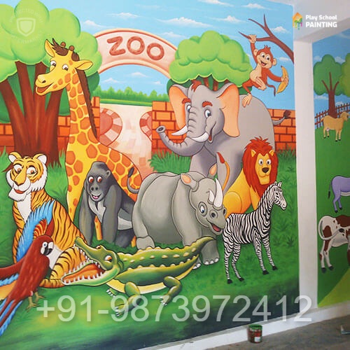 Cartoon Painting in Delhi NCR, India | Play School Painting